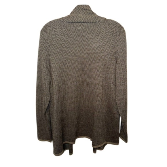 Cynthia Rowley Grey Herringbone Merino Wool Blend Cardigan Sz Large Lagenlook - Picture 5 of 7